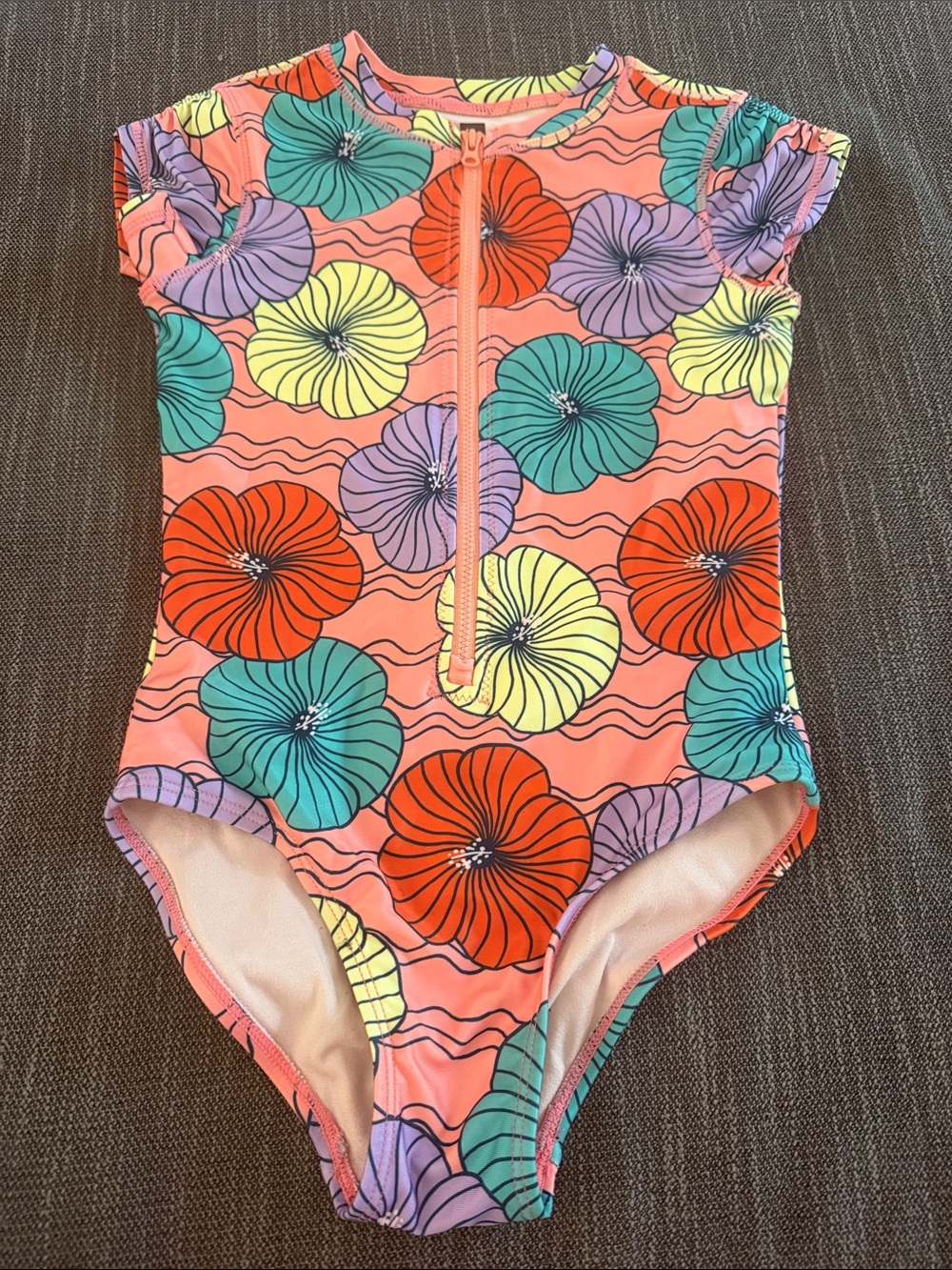 Girls' Tea Collection Floral Zip-Front One-Piece Swimsuit